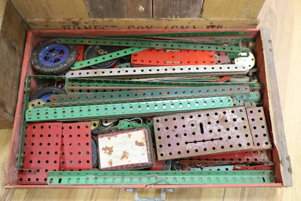 A quantity of early Meccano, Meccano magazines circa 1950/60 and nine volumes, Trains of the World